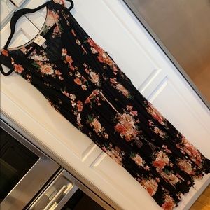 Knox Rose Black and Pink Sleeveless Maxi Sundress for Wedding Guest. Size XL